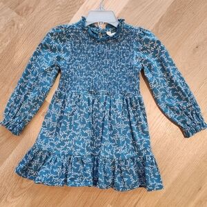 Matilda Jane Teal Blue Floral Smocked Long-Sleeve Dress